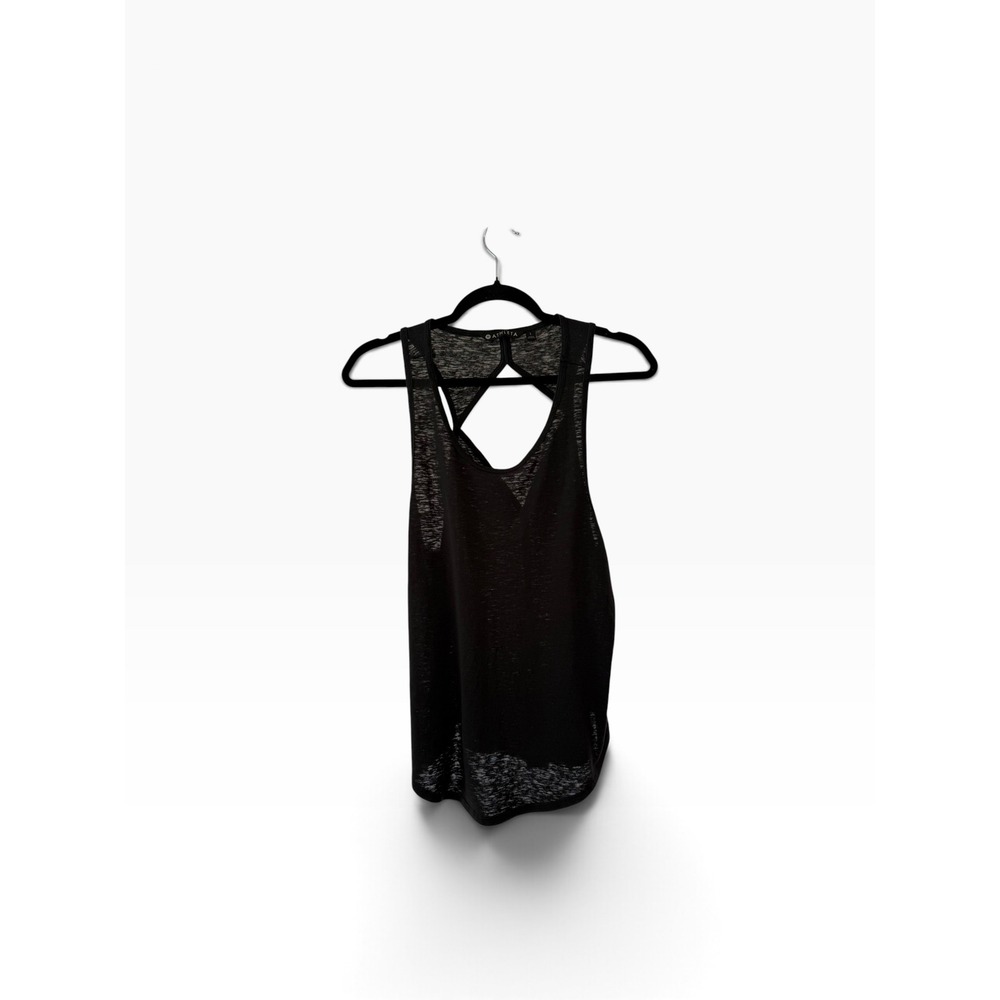 Athleta Womens Black Keyhole Back Slub Knit Tank Top Large